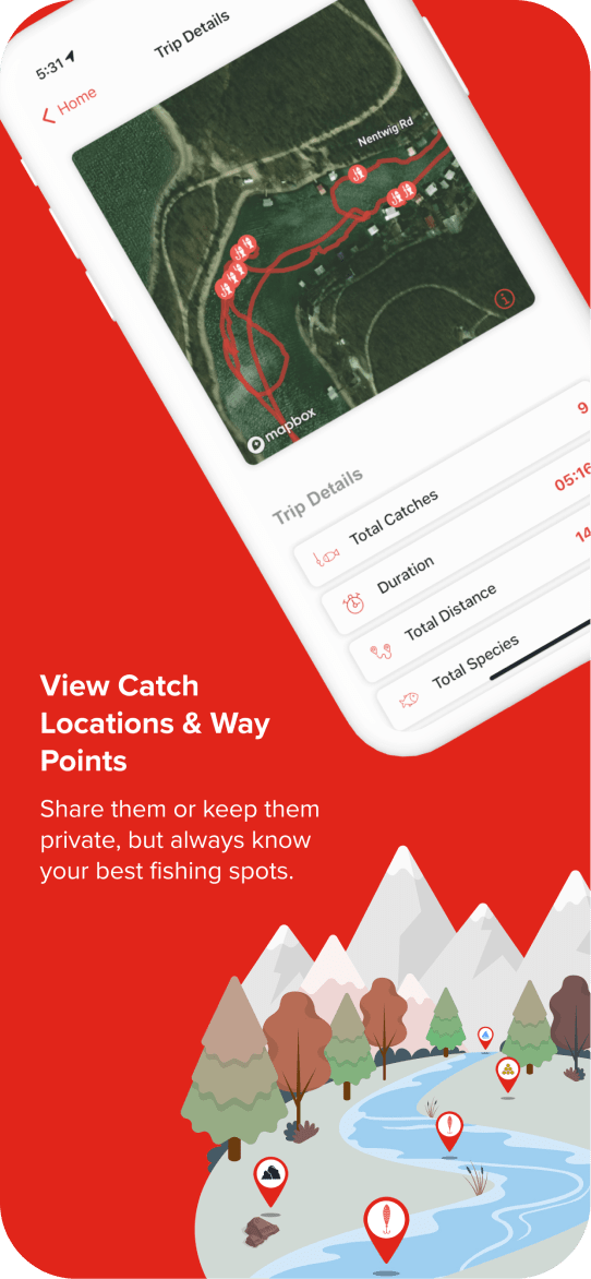 View catch locations and waypoints